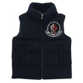 Chaleco acolchado de pana con gran logotipo Moncler Kids (Navy)
