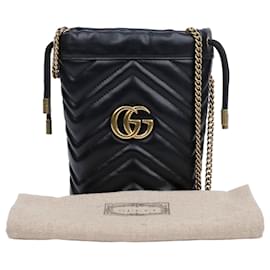 Mini borsa a secchiello GG Marmont nera - Gucci