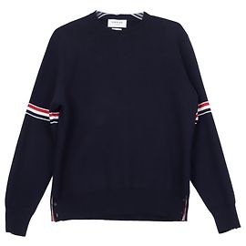 Thom Browne Milano Stitch Crewneck Pullover mit Armband Navy