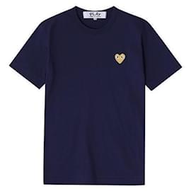 Comme Des Garcons Kurzarm-T-Shirt mit goldenem Herz-Patch für Herren und Damen