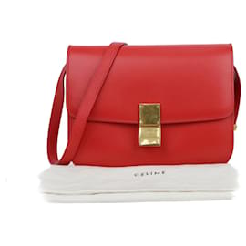 Classic Box Schultertasche aus Leder Rot Größe Medium - Céline
