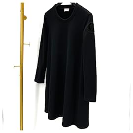 Vestido negro de cuello redondo para mujer Moncler