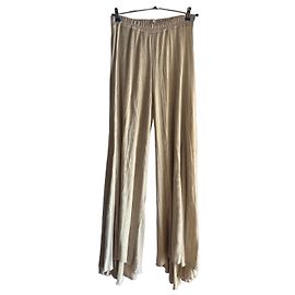 Autre Marque Gentry Portofino Calça Wide Leg Plissada Bege