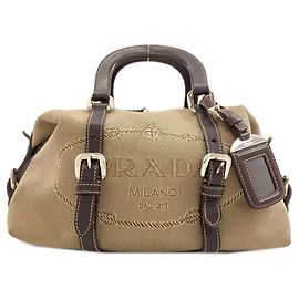 Borsa a mano in tela con logo Prada per donna