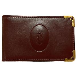 Cartier Must de Cartier Burgundy Leather Pocket Mirror