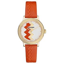 Missoni Zigzag Uhr Orange Leder