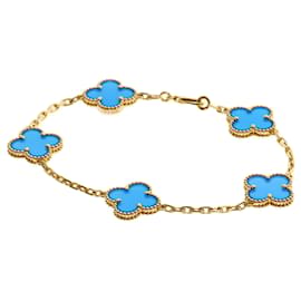 Van Cleef & Arpels Vintage Alhambra Blue Agate Charm Bracelet