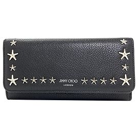 Carteira longa de couro com motivo de estrela Jimmy Choo