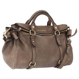 Borsa Miu Miu in pelle 2way Beige Oro Auth 192198V