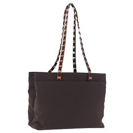 Salvatore Ferragamo Gancini Schultertasche Canvas Braun Silber ka5290