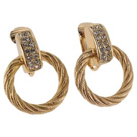 Orecchini Christian Dior metallizzati Gold Tone Auth ka5252