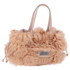 Bolso Tote VALENTINO de piel rosa plata Auth 192885A