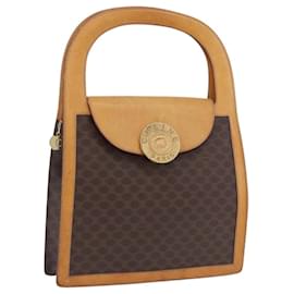 Céline CELINE Borsa a Mano Medallion in Tela Macadam PVC Pelle Marrone Oro Auth 192071A