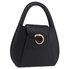 Borsa CARTIER PANTHERE in pelle nera e oro Auth ka5314A