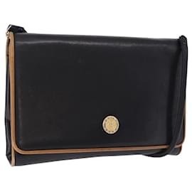 Céline Borsa a Spalla CELINE Horse Carriage in Pelle Nera con Dettagli Dorati Auth 192821A