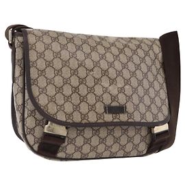 Borsa a tracolla GUCCI GG Supreme PVC Beige Oro 201732 Auth ka5309