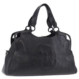 Borsa CARTIER in pelle nera argento Auth BA14473