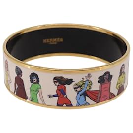 HERMES Emaille GM Beach Bracelet metal Gold Tone Auth 190673M - Hermès