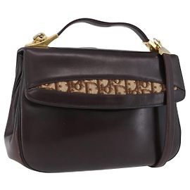Borsa Christian Dior in pelle di vitello 2way Marrone Tonalità Oro 192824A