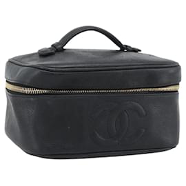 CHANEL COCO Mark Vanity Beauty Case in Pelle Caviar Nera Oro CC Autentico ar14059