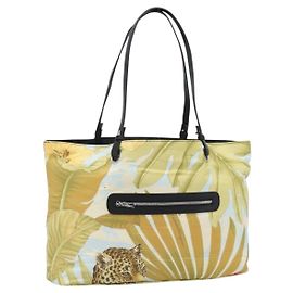 Borsa Tote Salvatore Ferragamo in nylon giallo argento Auth 192729A
