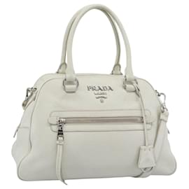 Borsa PRADA Vittero Dino Leather 2way White Silver Auth 192296V