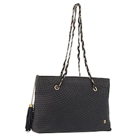 Sac à bandoulière à chaîne BALLY en cuir noir et métal doré Auth 191794 - Bally