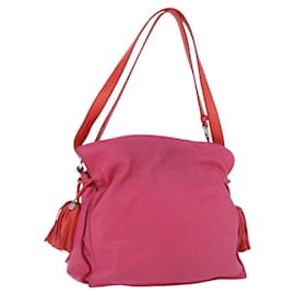 Borsa a tracolla LOEWE Flamenco in pelle rosa argento Auth 192107A