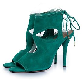 Aquazzura, sandali sexy in scamosciato verde con cut-out