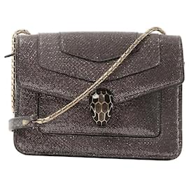 Bulgari Borsa a tracolla con catena in pelle BVLGARI Serpenti in grigio