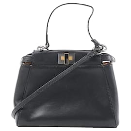 Mini borsa a mano 2Way in pelle Fendi Peekaboo nera 8BN227