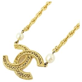 Collar Chanel Oro y Blanco con Perla Artificial