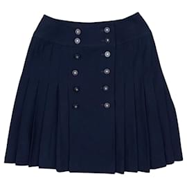 Chanel by Karl Lagerfeld SS94 Plisierter Minirock mit Knöpfen