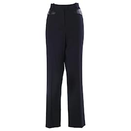 Schwarze maßgeschneiderte Hose von Giorgio Armani mit Lederdetails