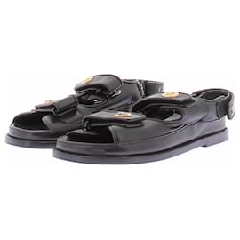Chanel Sandali Dad in pelle nera