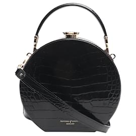 Autre Marque Scatola per cappello in vernice coccodrillo nero