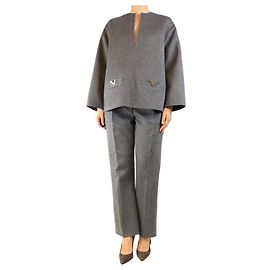 Valentino Conjunto de pantalón y top de lana gris - talla UK 12