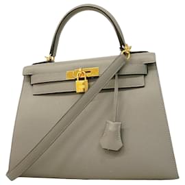 Hermès Borsa Hermes Kelly 28 in pelle Epsom grigia