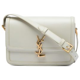 Borsa Solferino in pelle di vitello liscia bianca Medium di Saint Laurent con scatola