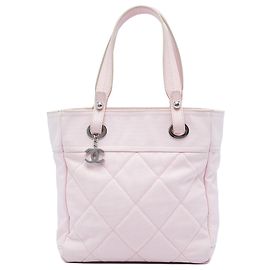 Tote Chanel Pink Small Quilted Canvas Paris Biarritz
