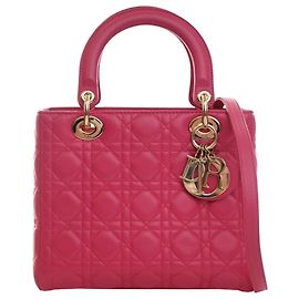 Lady Dior en piel de cordero cannage rosa, tamaño Medium