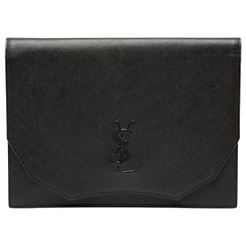 Clutch in pelle nera Saint Laurent