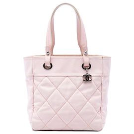 Tote Chanel Pink Small Quilted Canvas Paris Biarritz