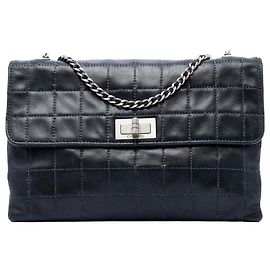 Borsa Chanel Black Chocolate Bar Lambskin Reissue 2.55 Chain