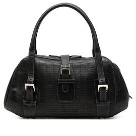 Borsa a mano Senda in pelle nera goffrata LOEWE