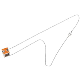 Pendentif Collier Cage D en Argent Palladium Laqué Hermès