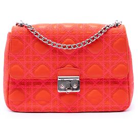 Dior Orange Medium Besticktes Lammleder Cannage Miss Dior Flap