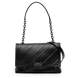 Off White Clutch Off-White in pelle nera goffrata con logo Diag