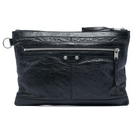 Clutch Balenciaga Black Lambskin Motocross Classic Clip Clutch M
