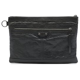 Clutch Balenciaga Black Lambskin Motocross Classic Clip Clutch M